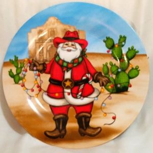 Holiday market cowboy Santa plate